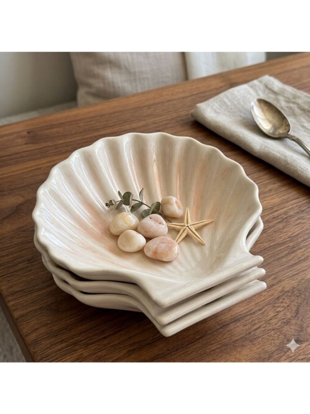 Vintage White Ceramic Shell Baking Dishes Oven Proof Japan Seafood Set of 2- 6.5